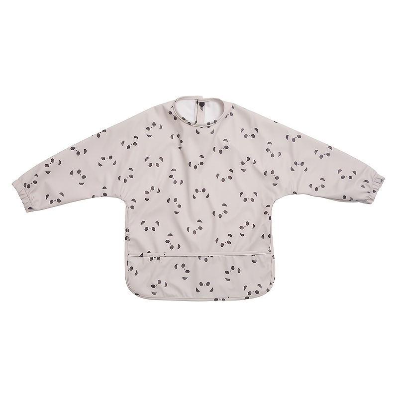 Image of Baby Bib With Sleeves Toddler Feeding Apron Bibs High Quality Long Sleeve Full Sleeve Bib Outfit Cartoon Smock Machine Washable