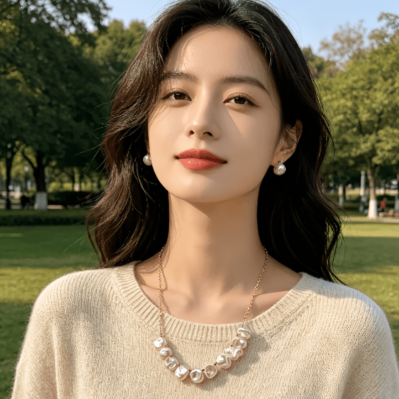 High Quality Pearl Necklace, 14K Golden Plated Design