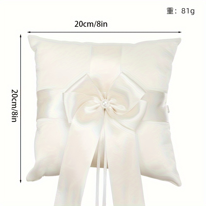 TEMU 1pc/2pcs, Wedding Ring Pillow, Flower Girl Basket With Pearl Handle, Satin Bowknot, Bridal Ring Bearer Cushion, Elegant Handheld Basket, Ceremony Accessories Set