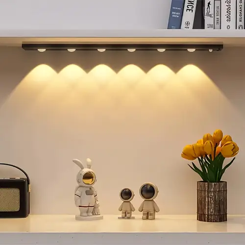 2pcs intelligent human body sensing light sports sensing light usb rechargeable and dimmable three color led light strip light with small night light wireless kitchen wardrobe cabinet shoe cabinet bedroom small hilllight