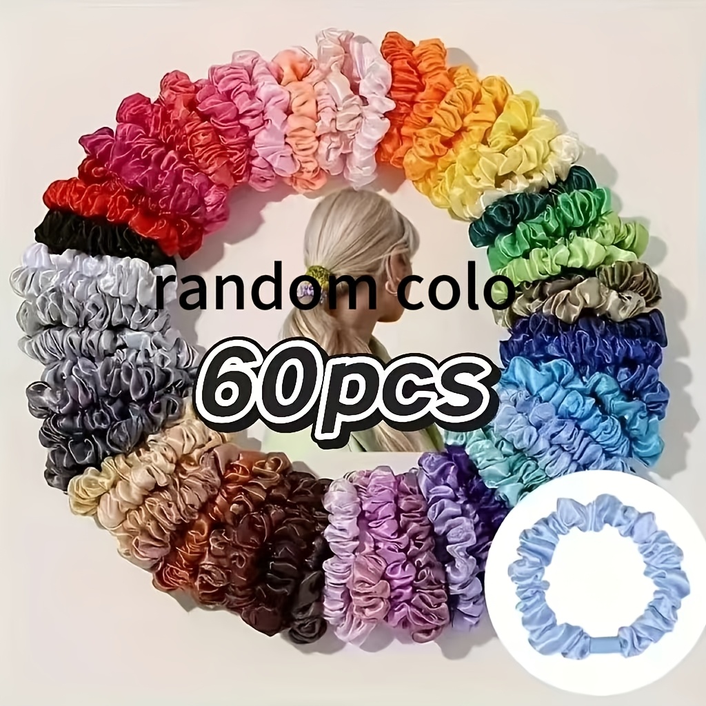 TEMU 90/60/30pcs Random Color Multi-colored Small Fabric Elastic Hair Ties, Matte , Elegant Ponytail And Updo Hair Accessories, Versatile Hair