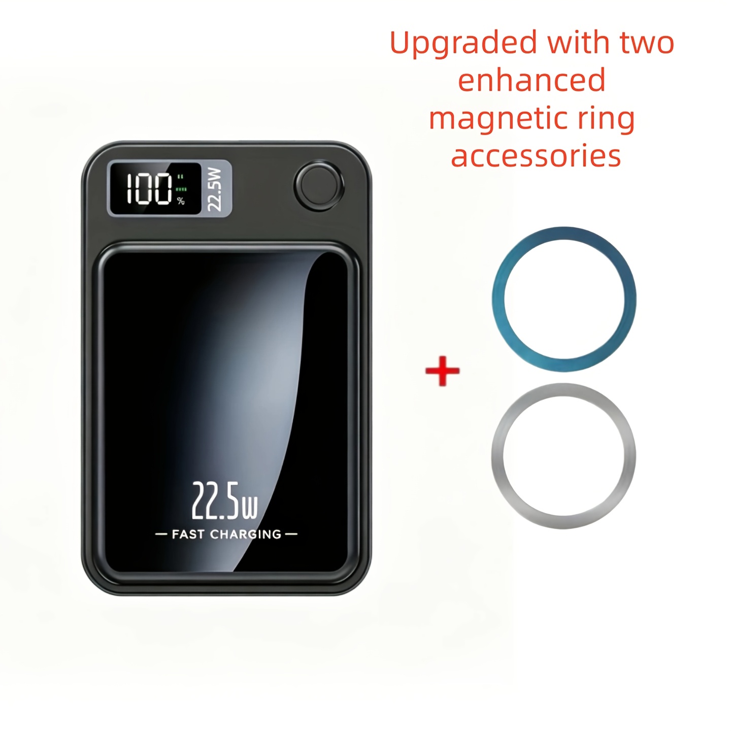 Portable Magnetic-alignment Wireless Charger, 10000mah Power Bank, Upgraded Dual Magnetic Ring For Secure Phone Attachment, Ultra-fast Charging