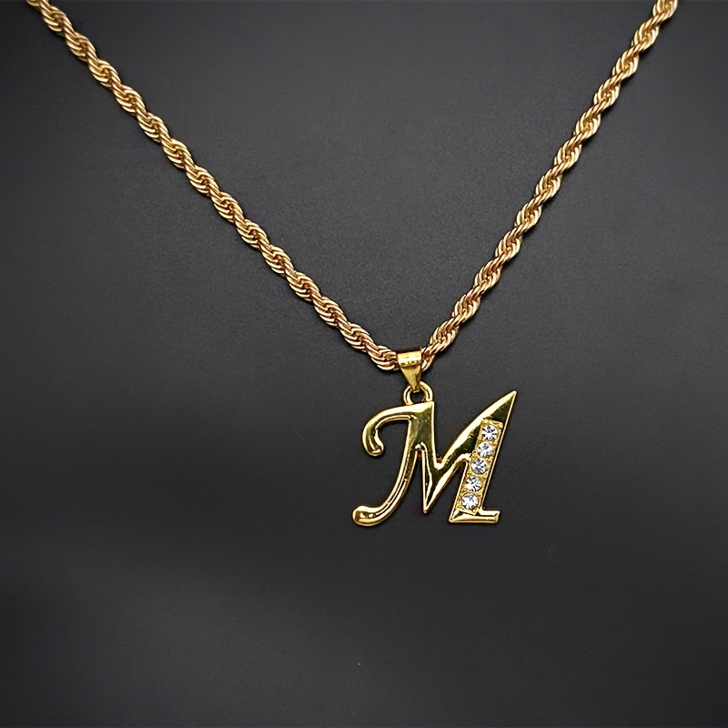 TEMU Collier à chaîne torsadée avec lettre anglaise en 26, tendance mode, convient aux hommes et aux femmes, cadeau , cadeau de Noël