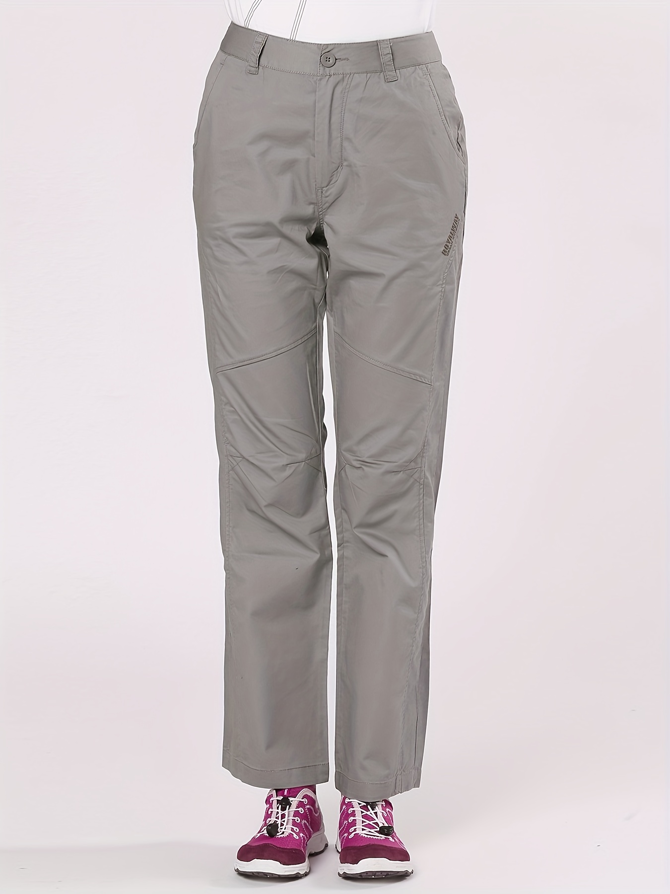   Women s Heavy-Duty Outdoor Pants -   Trekking, Hiking, Work Pants with Zippered Pockets, Belt Loops & Straight-Leg Design - Beige/Gray/Black/ - Hand Washable Non-Stretch Fabric for Casual & Formal Events - Ideal for Travel, Casual Attire & Professional Settings - Athletic Casual Pants with Zippered Side Pockets & Smooth Texture -   in US Women s Sizes (EU Sizing)