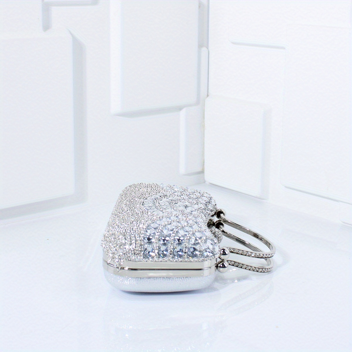 5pcs Evening Clutch Bag and Jewelry Set Rhinestone Shiny Dinner Clutch Purse Handheld Crossbody Lady'S Wedding Dance Vacation Party Match with Classic Elegant Necklace Earrings Bracelet Ring, Clutch Bags for Women Elegant, Elegant Evening Clutch