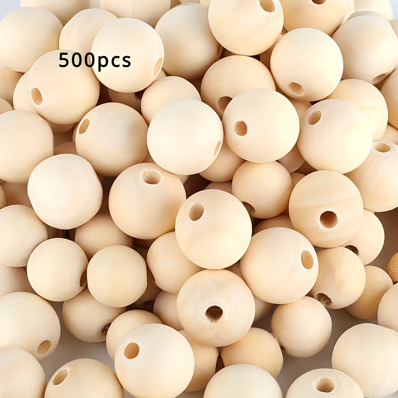 500pcs Of 10mm Natural Beads - Round Loose Beads Suitable For Crafts, Ornaments, And Home Decor. Smooth Spherical Balls Featuring Natural Wood Patterns For Crafting