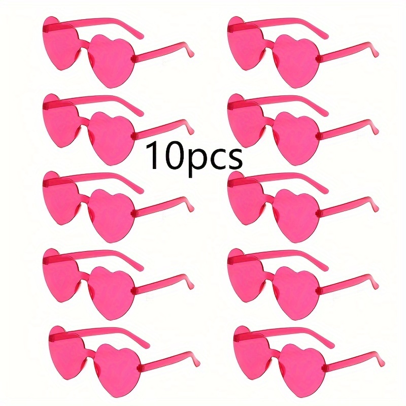 

10pcs Rimless Sunglasses Heart Shaped Frameless Glasses Trendy Transparent Candy Color Eyewear For Party Favor Easter Gift Easter Gift
