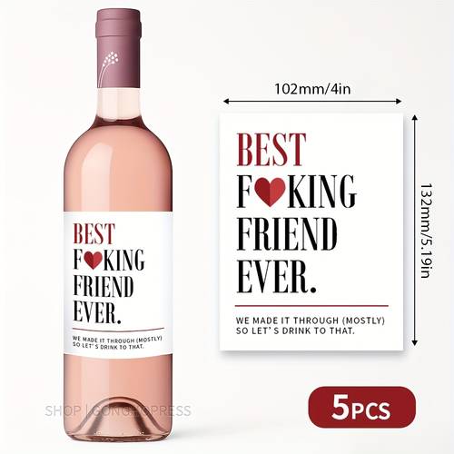 funny wine label for best friend gift for bff wine sticker party drink label decal and paper with glossy lamination christmas thanksgiving birthday decor