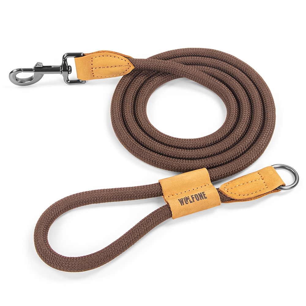 Wolfone Hundeleine 5 M – Mit 4 Reflektierenden Streifen, Gepolstertem Griff & Metall-O-Ring, Nylon