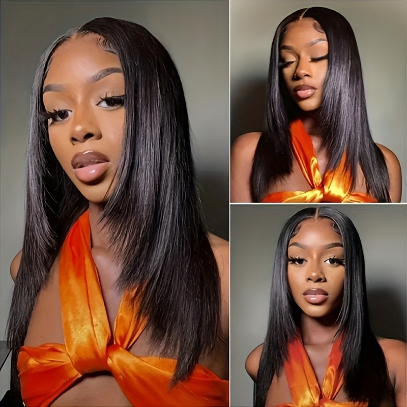 Glueless Wigs T Part Synthetic Lace Front Wig, 13x4x1 Synthetic Lace Wig Pre- 26inch Layered Cut Straight Synthetic Wigs For Women Glueless Wigs Beginner Friendly Straight Hair Wigs
