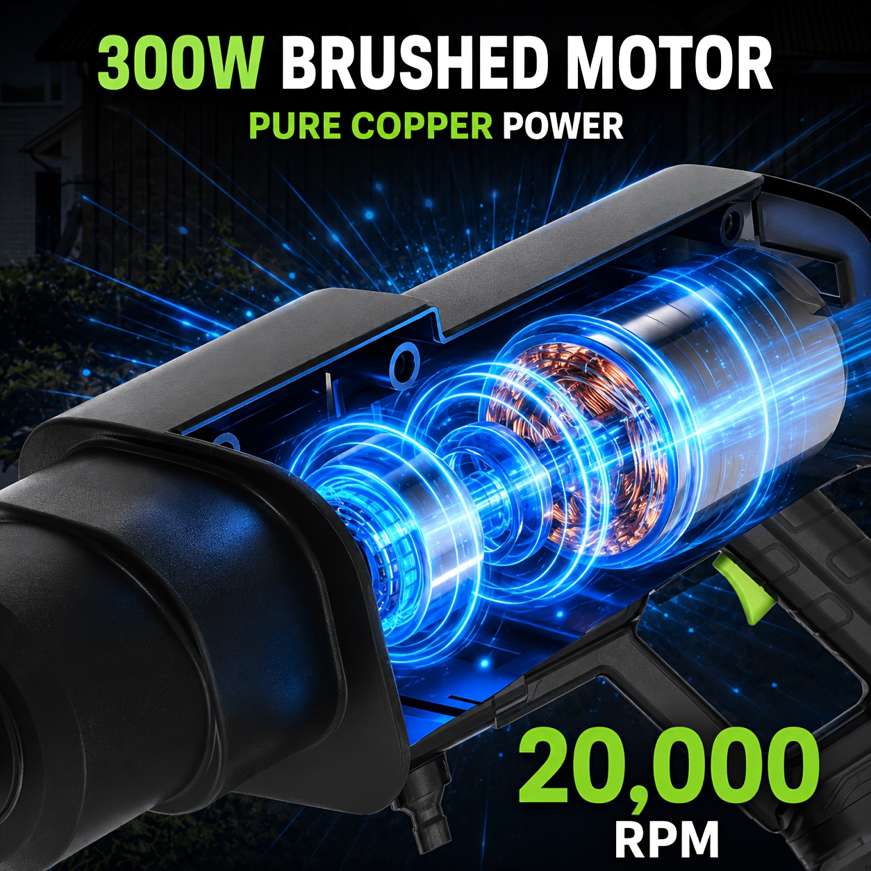 Cordless Pressure Washer Water Gun 1200 PSI | 30 Speed Levels 6-in-1 Nozzle | 7.32m High-Elastic Hose Handheld Rechargeable Lithium Battery