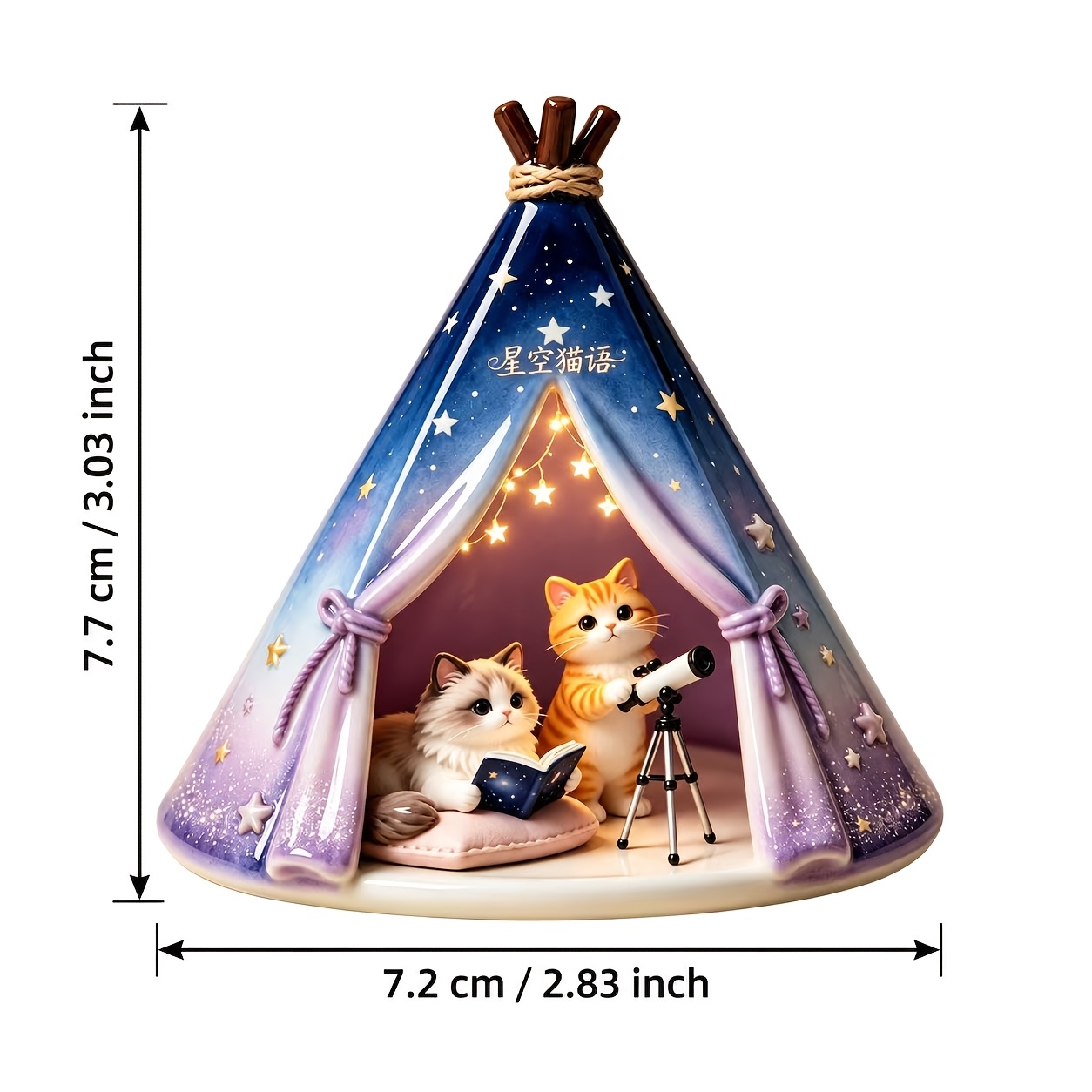 TEMU 1 pz Adesivo Magnetico per Frigorifero in Resina con 3D, Gattino in con Telescopio che il Cielo Stellato, Magnete per Arredamento Casa - per