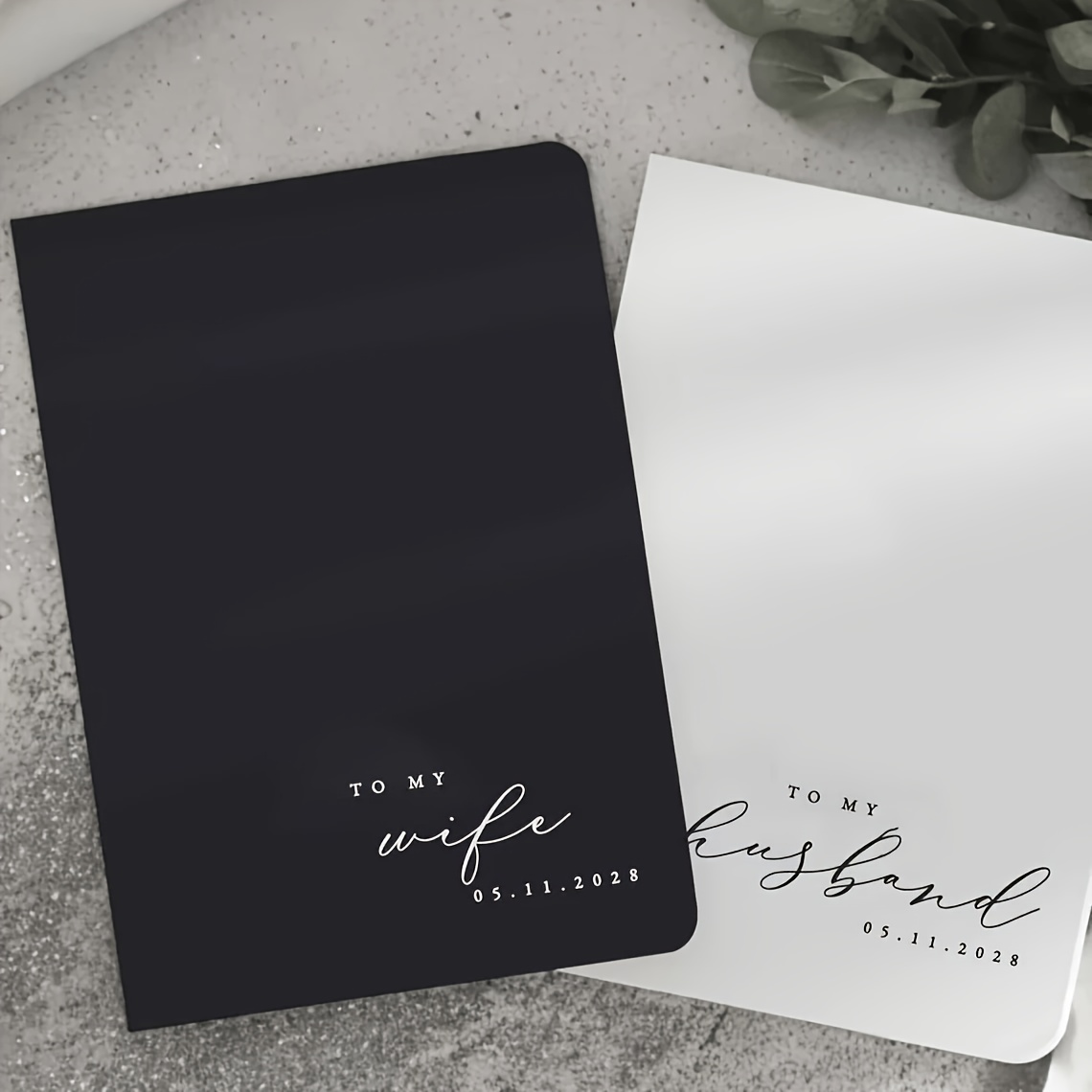 TEMU [custom Product] 2pcs Custom Wedding Vows Books, Bride And Groom Oath Books, Classic Size 10x14cm/3.94x5.51in, Personalized Design With Name And