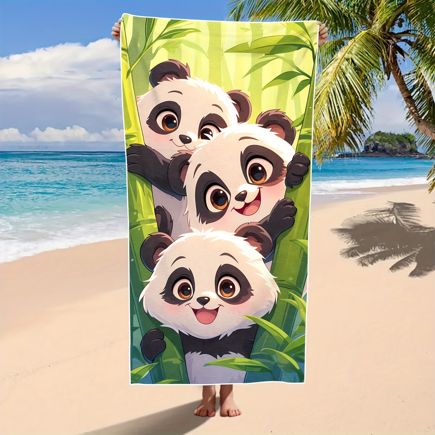 

Panda Bamboo Super Absorbent Beach Towel - Quick Dry, Soft Microfiber For Pool, Yoga, Travel & Camping