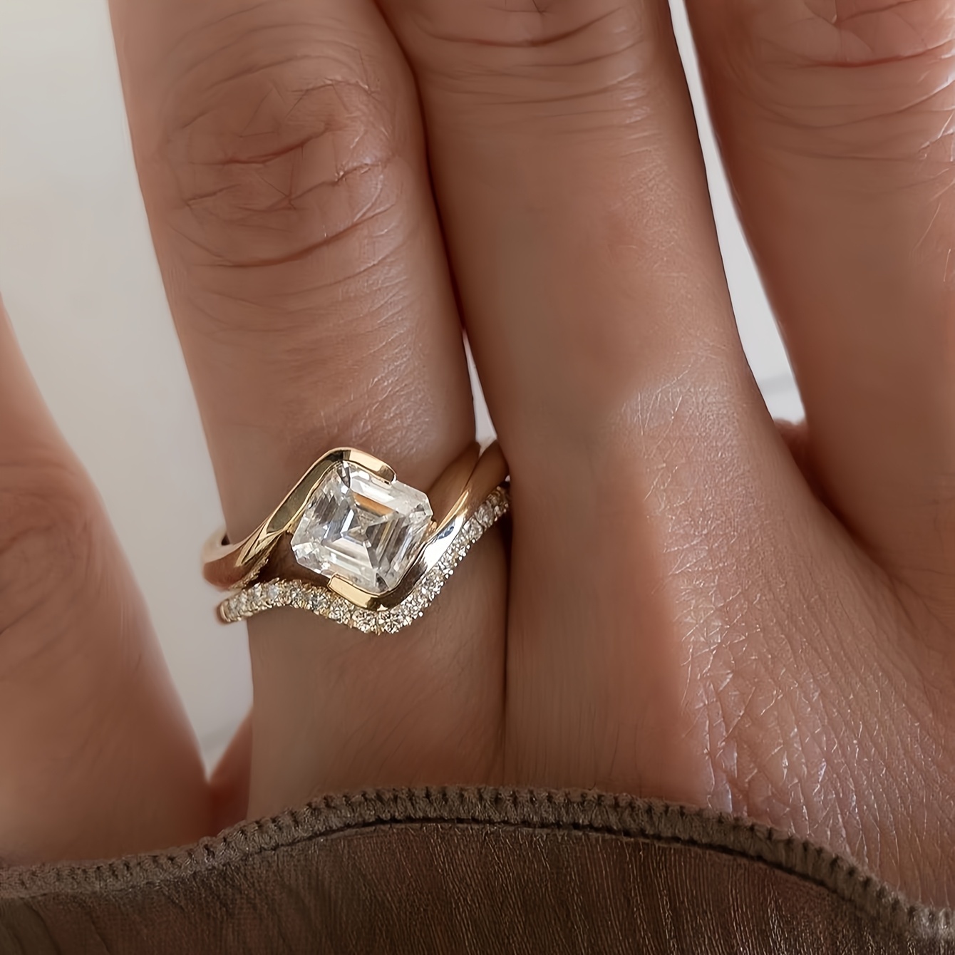 S925 Sterling Silver Moissanite Bird's Nest Ring — Layered Design
