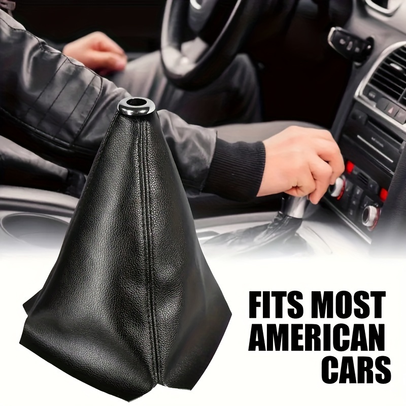 

1pc Universal Car Gear Shift Knob Cover, Black Pu Leather, Dustproof Manual/auto Shifter Boot Cover, Fits Most Cars, Durable Comfortable Soft Material