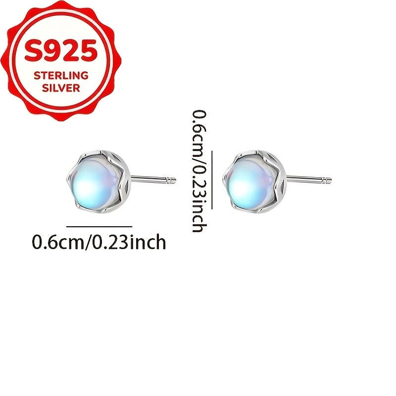 2pcs Elegant Minimalist Moonstone Stud Earrings