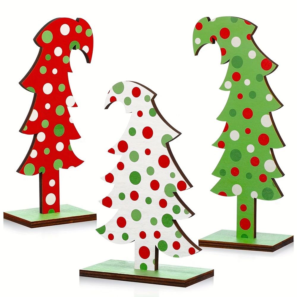 

3pcs Wooden Christmas Bendable - Decorations For , Rectangular