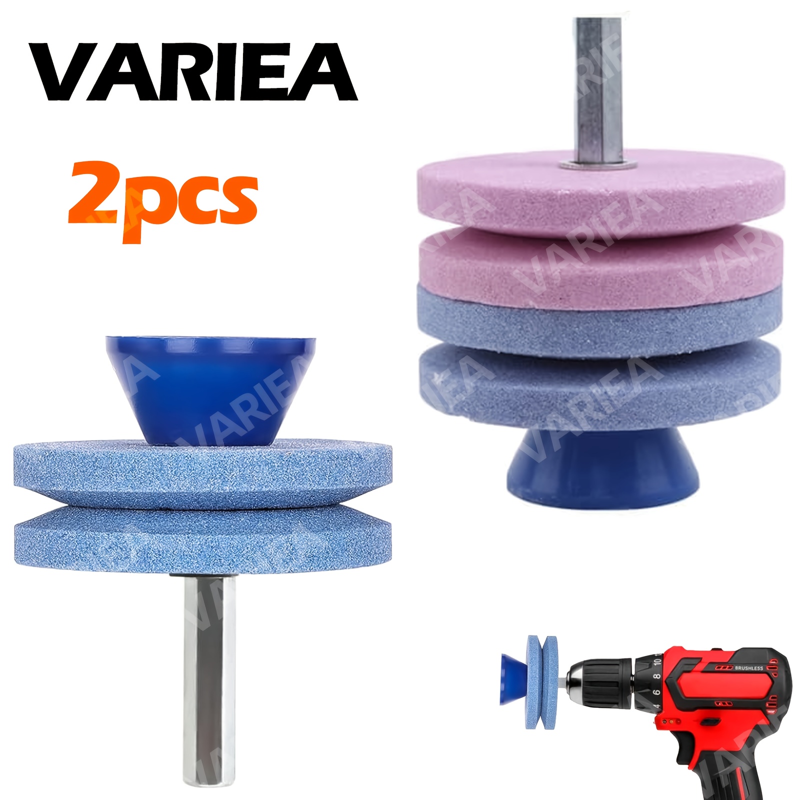 TEMU Variea 2pcs New 4-layer + 2-layer Universal Wear Resistant Lawn Mower Blade Sharpener, Quality Double Layer Lawn Mower Blade Sharpener For Any