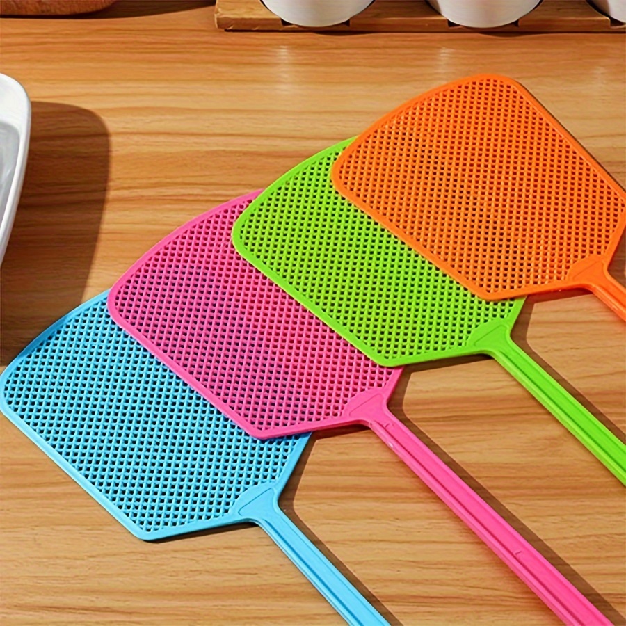 

1pc Thickened Long Handle Mosquito And Insect Swatter, Large Long Handle Household Fly Swatter With Mesh Surface In Summer (color Random)