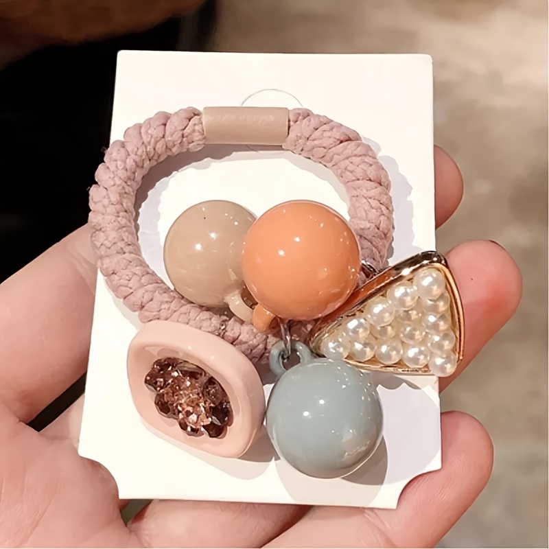 4pcs bohemian colored beaded hair tie set sweet - Temu Oman display picture 3