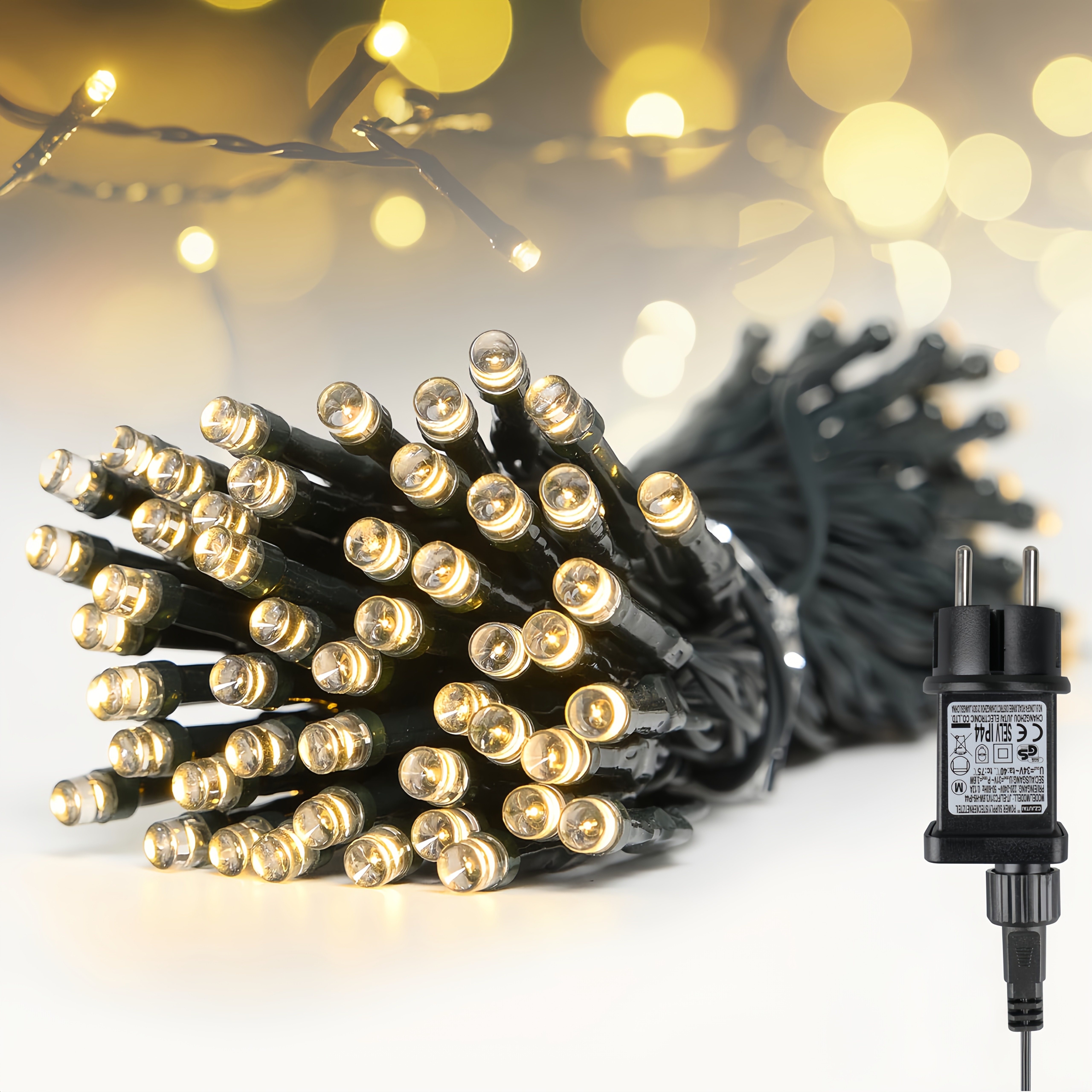 Neue europäische Stecker, dekorative Lichterketten für Feiertage und * 8 * (Warmweiß, Weiß, Multicolor) * für Weihnachten, Halloween, Hochzeiten, Partys, sicher und * einfach zu bedienen, ideal für