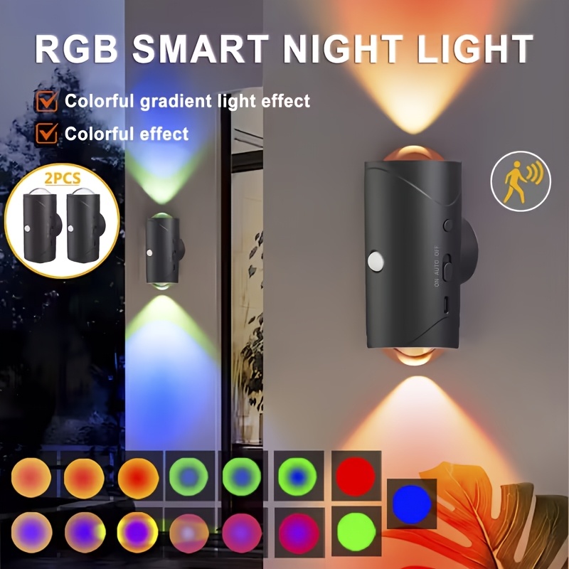 2pcs Smart LED Night Light with Motion Sensor