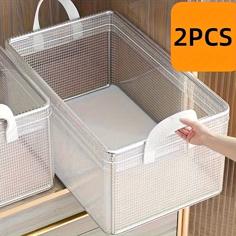 

Clear Stackable Storage Box With Steel Shelves - Washable, Closet Pants Organizer