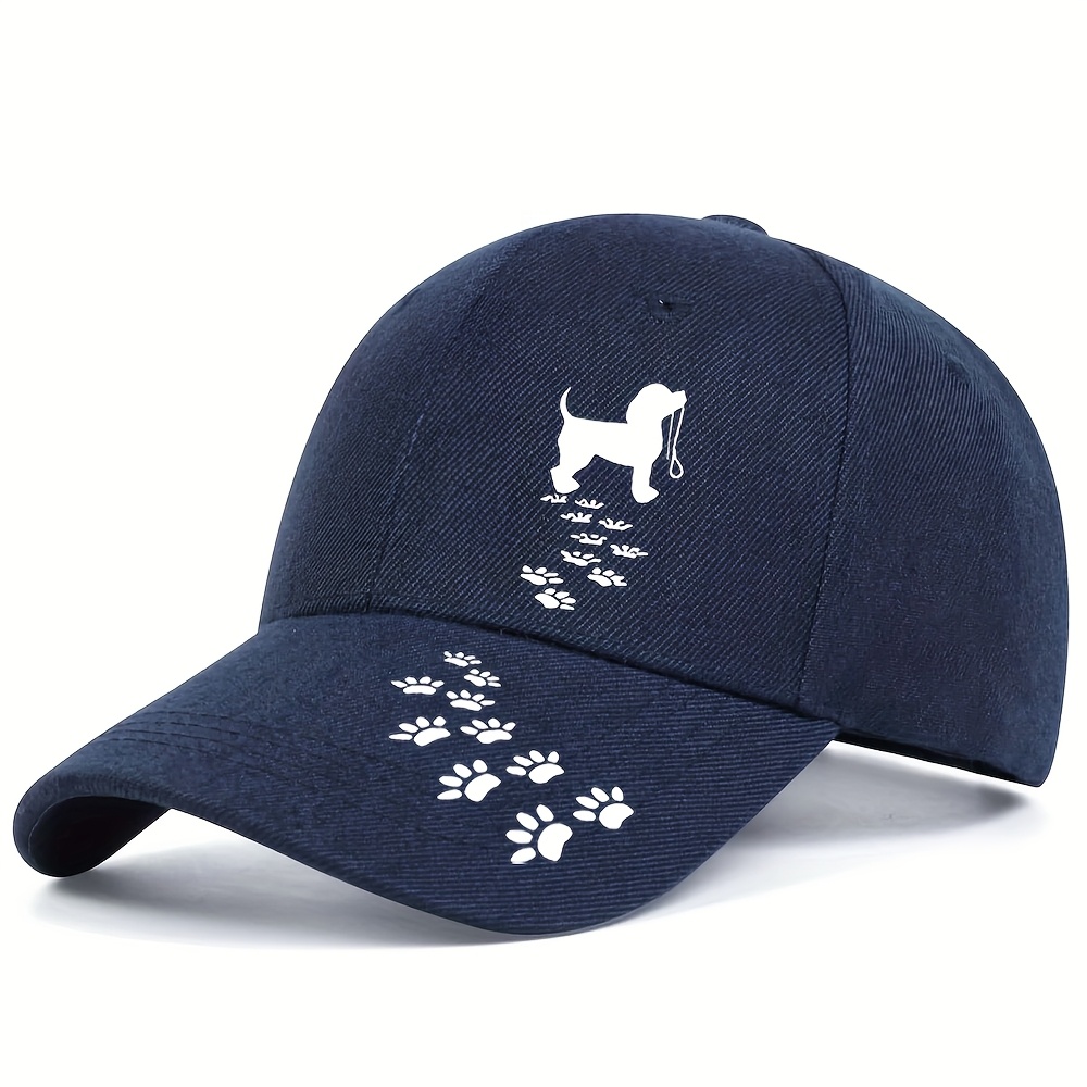 E-shop 1 Stück, Baseballkappe mit Hundeabdruck, Unisex Sport Sonnenhut, Trendige Outdoor Kappe mit breiter Krempe