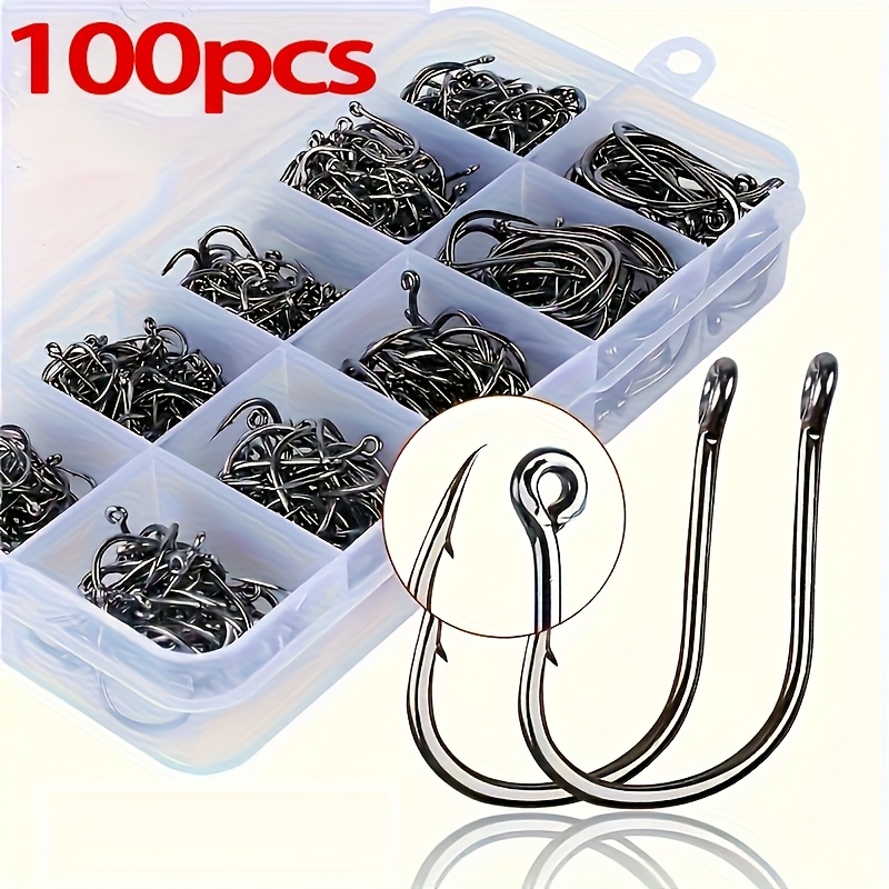 TEMU 100pcs Fishing Hooks Kit - Complete Set For Catching , Squid, Carp And - And Supplies For Perfect Catfish Worm .