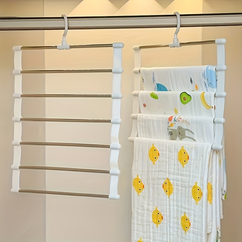 Image of 1pc -tier Baby Gauze Bath Towel Storage Rack, Children' Clothes Hanger, Household Garment Hanging Organizer, Towel And Blanket Drying Rack