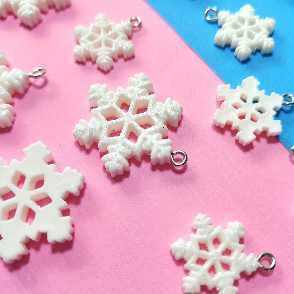 

10pcs Christmas Snowflake Resin Charms, Glittery Pendants For Diy Earrings, Necklaces, Keychains, Jewelry Making Accessories