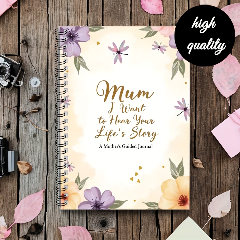 TEMU 1 Floral Spiral Notebook - "mom, I Want To Of " Guided Journal, Mixed Colors, Design, Perfect Mother's Day Or Birthday Gift, Paper Material,
