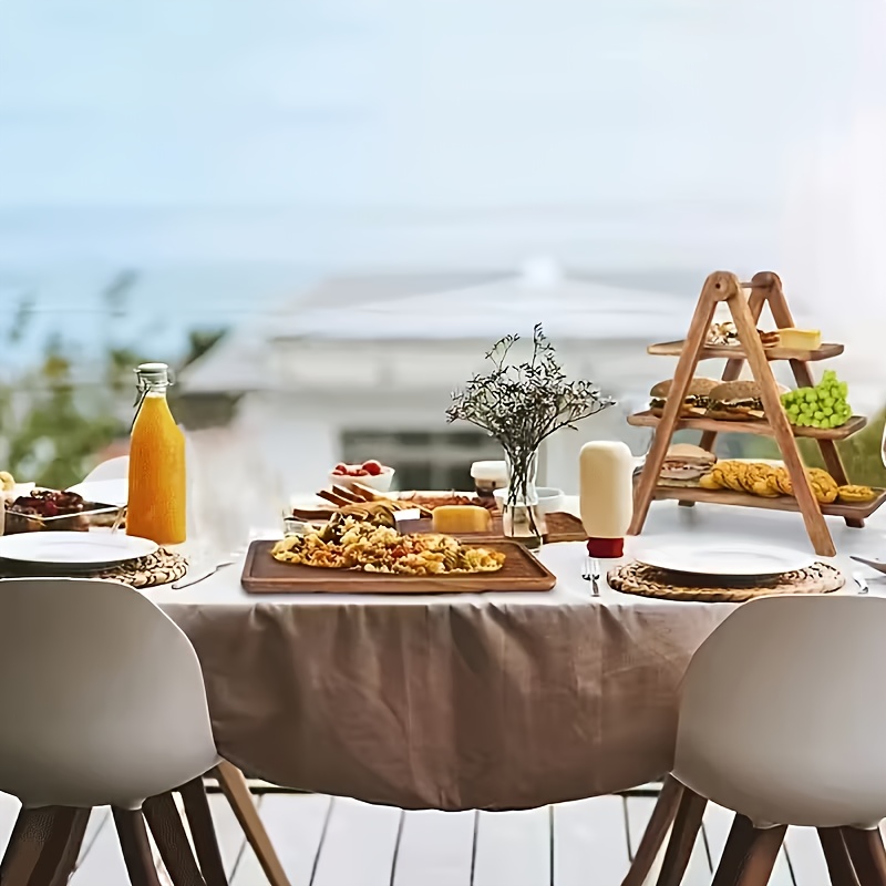 TEMU Plateau à niveaux en bois d'acacia - Plateau de service alimentaire sûr, organisateur de cuisine et présentoir de buffet , l'hôtel et , plateau