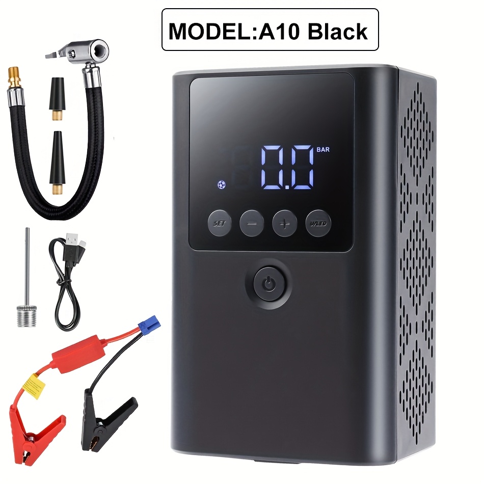 TEMU 4in 1 Mini Car Jump Starter With Air Compressor 1000a Car Battery Charger Auto Tire Inflator Digital Display Power Bank