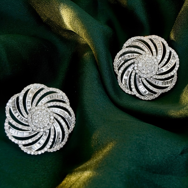TEMU Stud With Zirconia - Nickel-free Copper, For Weddings & Engagements, April Birthstone Gift