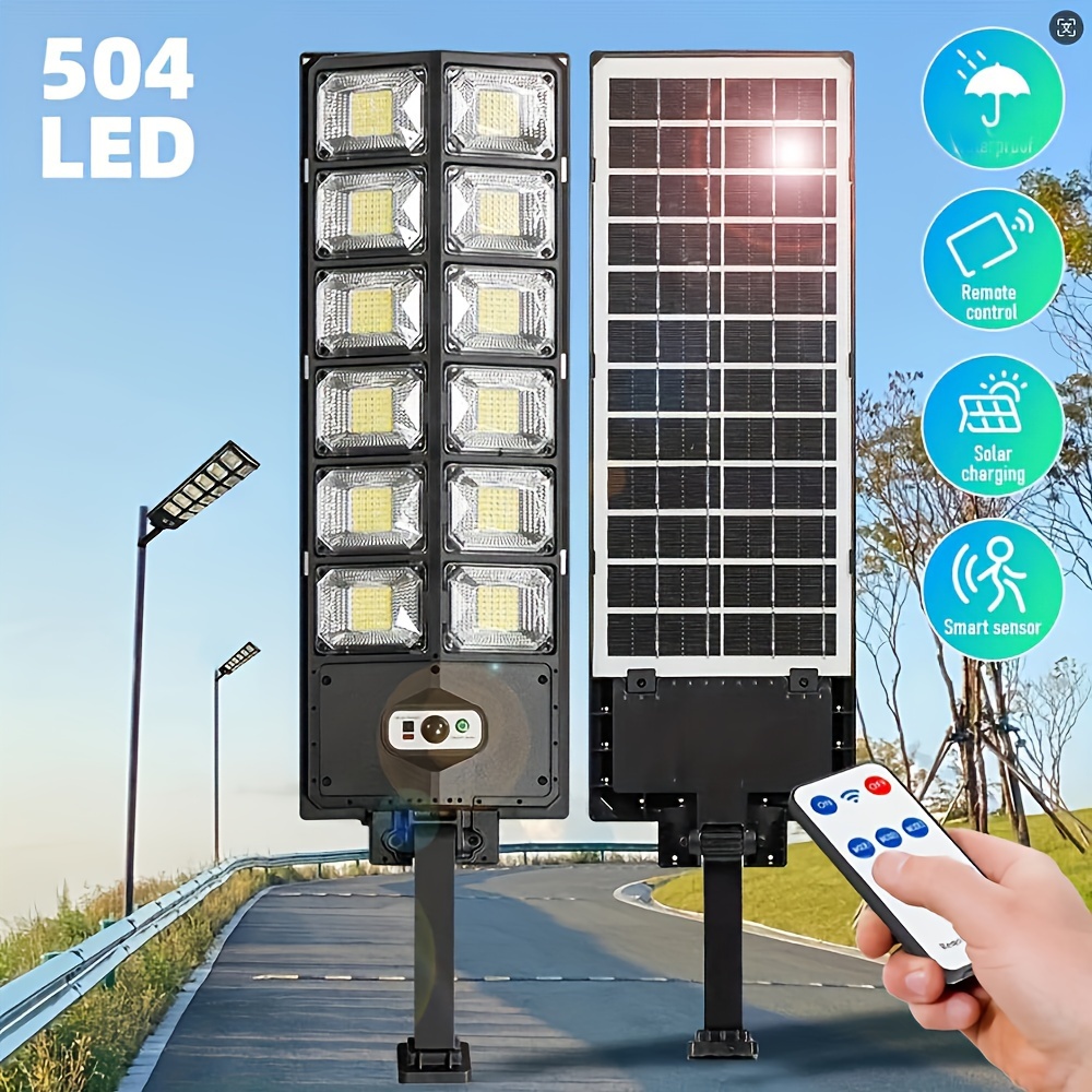 

1pc, 504led 1000w Solar Induction Motion Sensor Street Lamp, 6500k Strong Wall Light, Used In Outdoor For Business Construction Sites, Schools, Streets, Courtyards, Gardens, Walkways