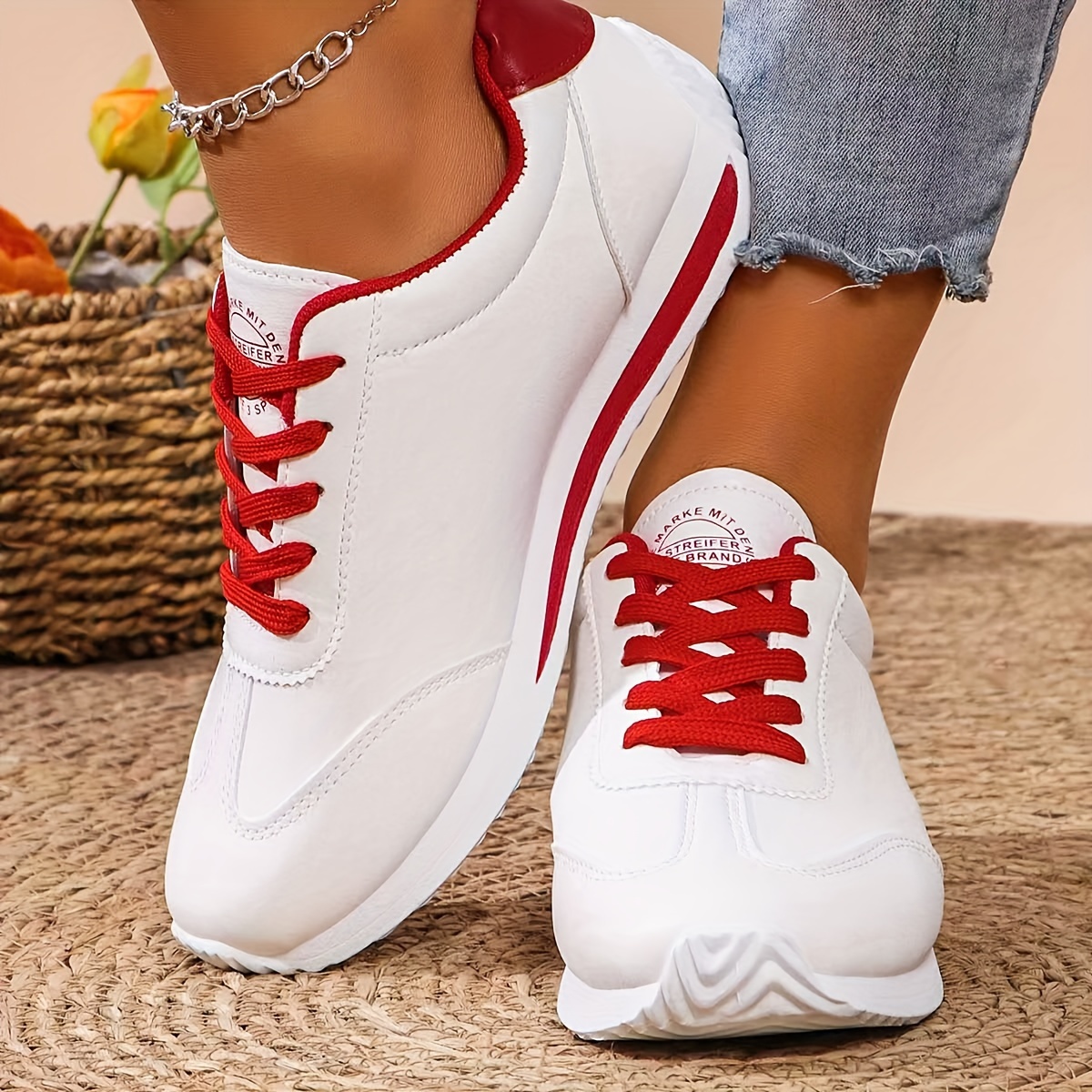 

Women's Solid Color Casual Sneakers, Lace Up Platform Soft Sole Walking Shoes, Non-slip Preppy Shoes Fall