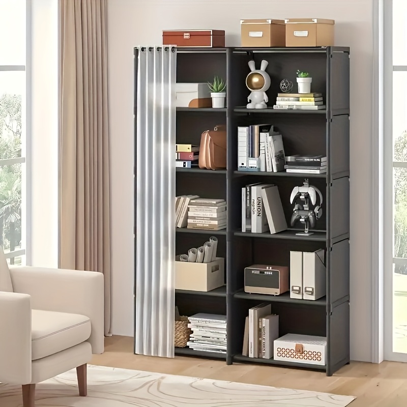 TEMU 1pc Dustproof Multi-functional Book Storage Rack, Household Simple Clothes Storage Wardrobe, Easy-to-assemble Miscellaneous Storage Cabinet For