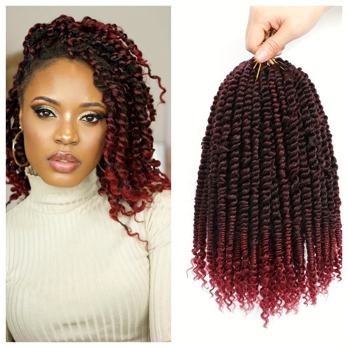 TEMU 10 Inch 8 Packs Crochet Hair Crochet Passion Twists Looped Short Passion Twist Hair Crochet Braids Bohemian Crochet Hair