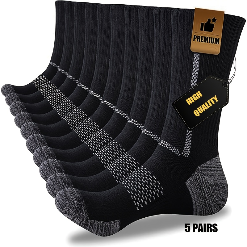 TEMU 5 Pairs Of High-quality Men's Socks For , Suitable For Hiking, Running, Sports Socks, Men's Midsole Boots, Socks