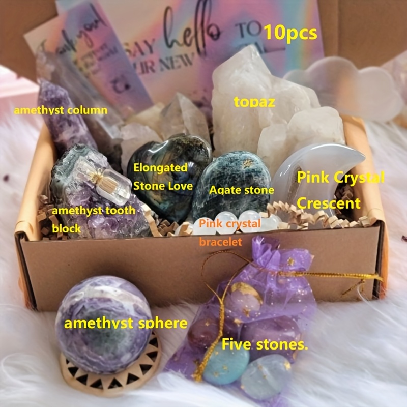 TEMU Exquisite Natural Stone Gift Set Natural Stone Birthday Anniversary Christmas Gifts