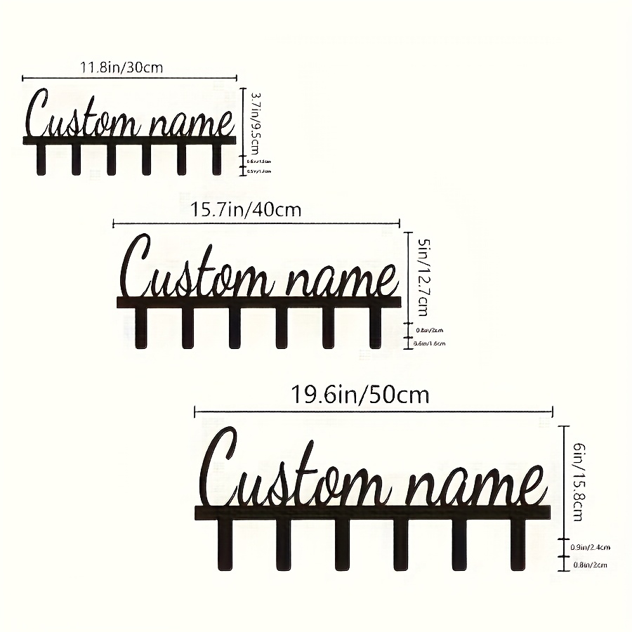 TEMU 1 Custom Name Wall Hook - 6-hook Metal Key Holder, Personalized Entryway Organizer For , Durable Wall-mounted Coat Rack With Design, No Power