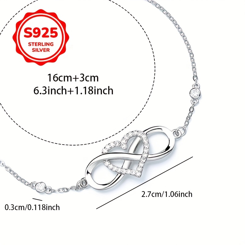 925 Silver Heart Shaped 8 Character Bracelet, Hypoallergenic, Stylish & Unique