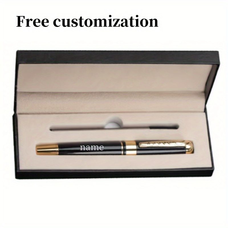 

Custom Engraved Black & Golden Ballpoint Pen Set With Refill - Smooth , 0.5mm Medium Point, Pocket Clip, Refillable Ink Cartridge - And