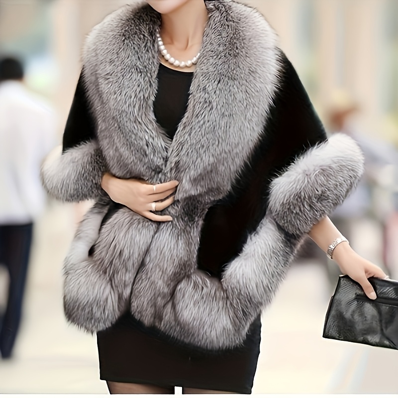 

1pc Elegant Polyester Wedding Shawl - Warm Bridal Wrap, Fur Stole For Bridesmaids And Formal Events, Non-stretch, Only,