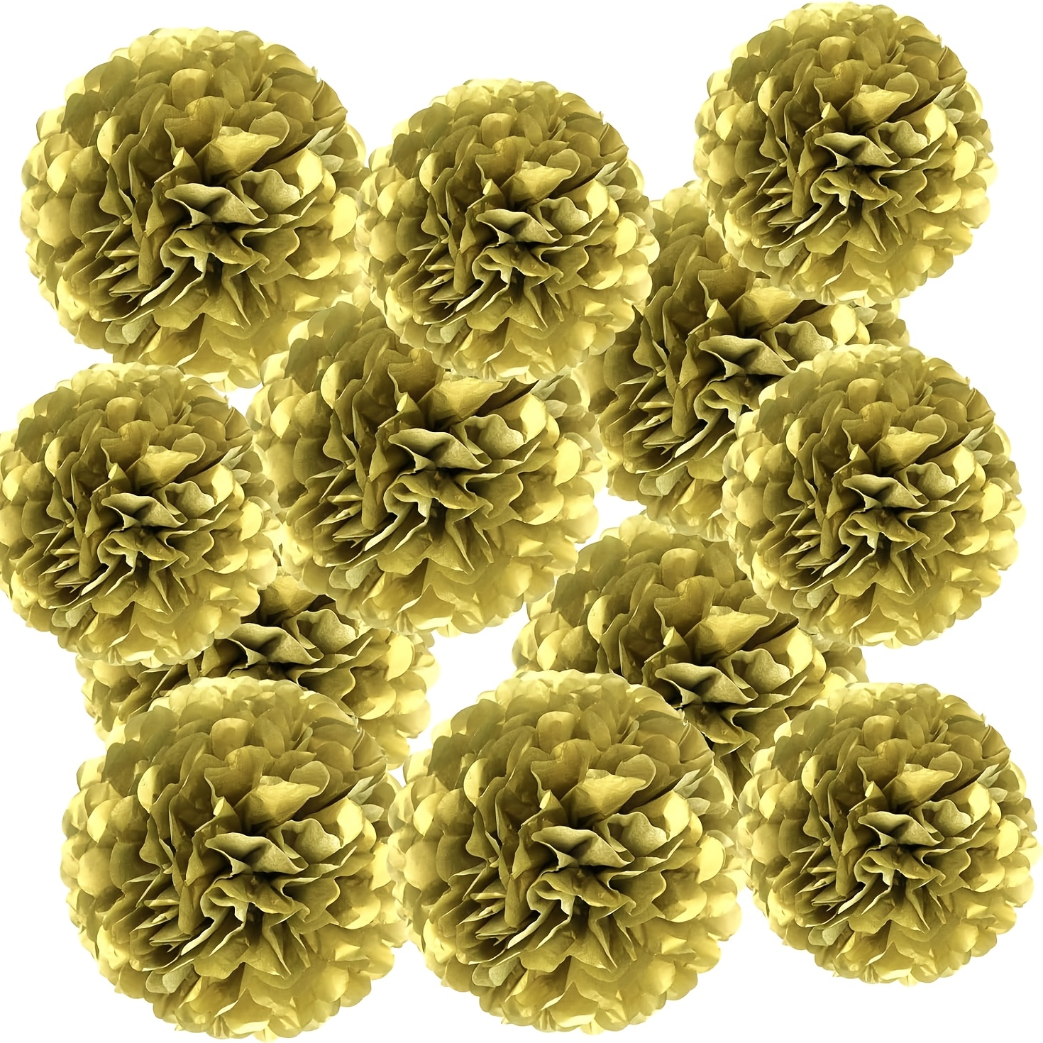 

Sinsoledad 12-pack Golden Paper Pom Poms - Tissue Paper Flowers For Weddings, Birthdays, Day, Graduation, Harvest & Spring/fall Events - Hanging Party Decorations