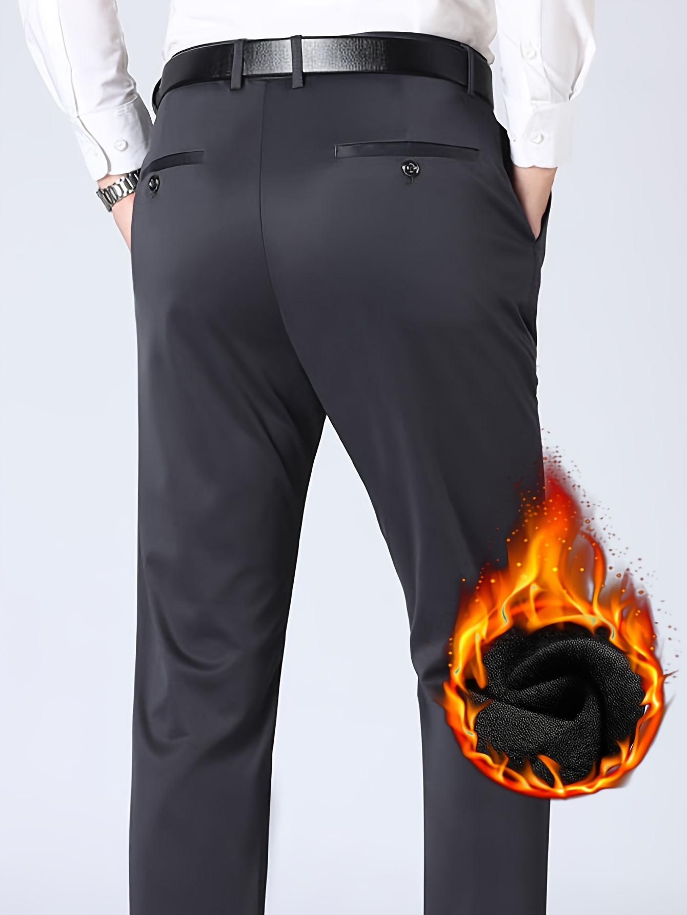 fleece lined dress pants men Men Classic Fit Fleece Lined Plain Front Dress Pant Casual Stretch Pants  Thermal Big and Tall Pants