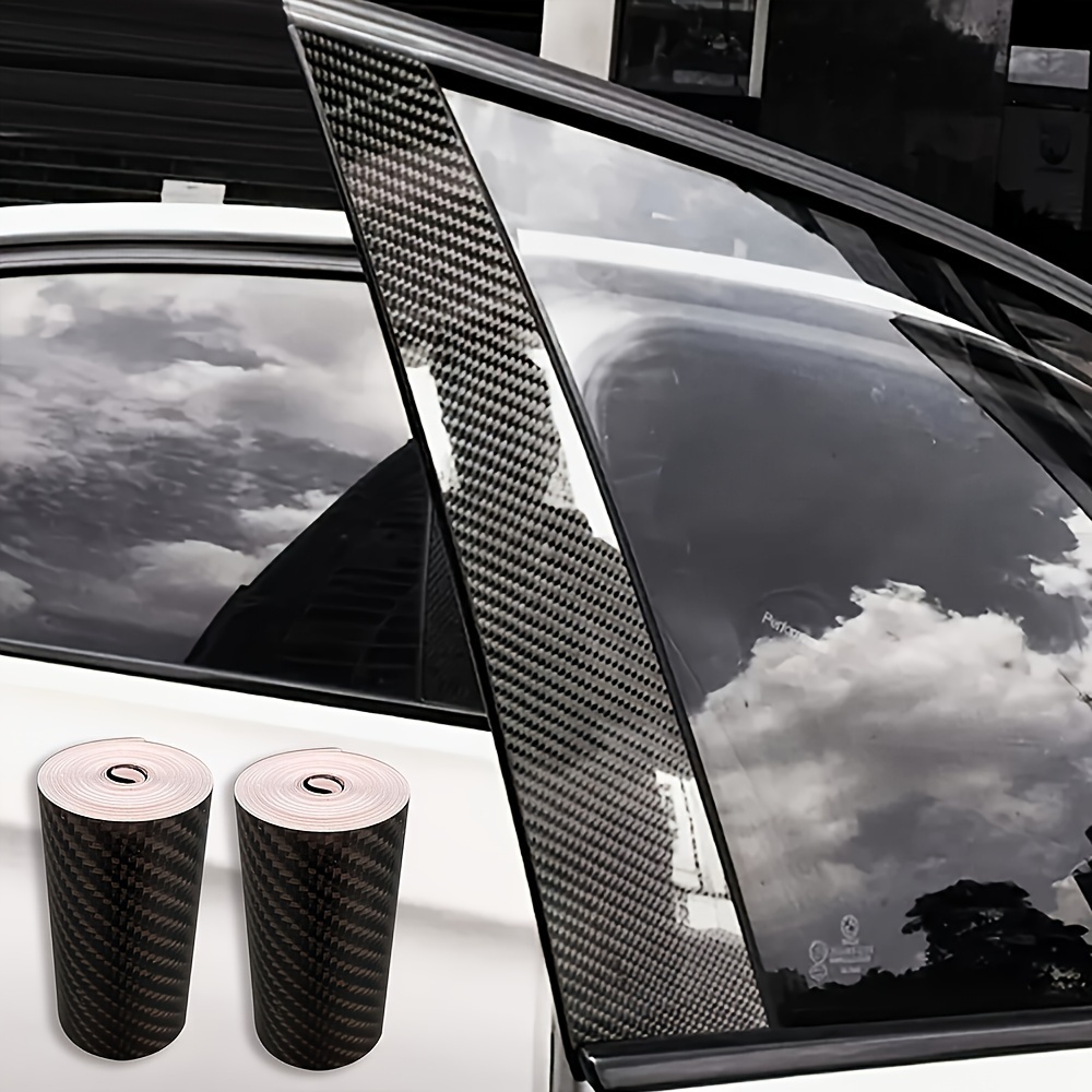 

2pcs 5d Carbon Fiber Car Threshold Protector Strips - Adhesive Tape For Enhanced Pedal Protection