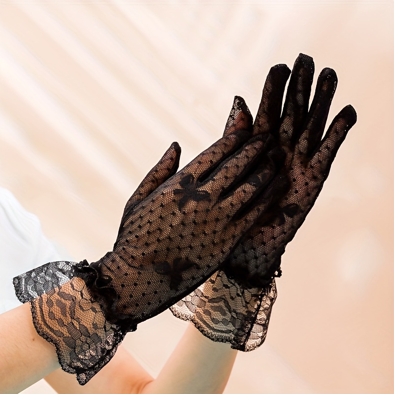 Lace Short Breathable Sun Protection Non-Slip Drive Women Thin New Gloves  High Quality Ruffles Elegant Etiquette Soft